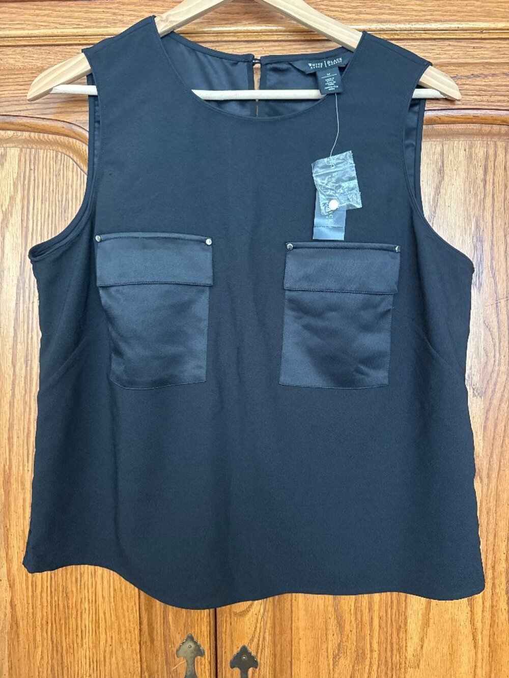 White House Black Market Black Sleeveless Pocket Tank